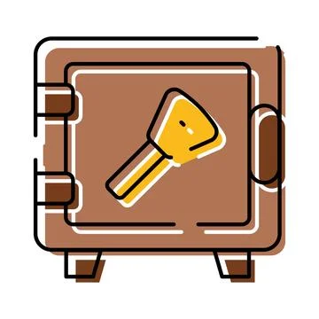 Security safe box protecting valuables with key Stock Illustration