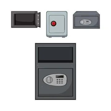Security safe boxes protecting valuable possessions concept Illustrazione stock