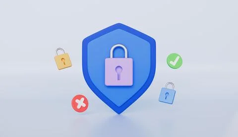 Security safe icon with checkmark, padlock, guaranteed protection symbol Stock Illustration