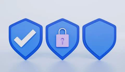 Security safe icon with checkmark, padlock, quality protected shield Stock Illustration