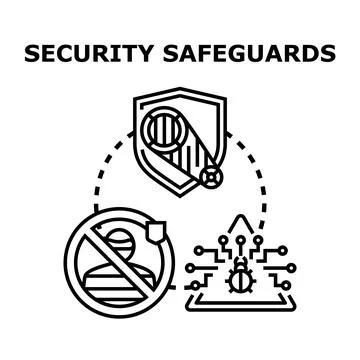 Security safeguards protecting data from cyber threats イラスト素材