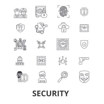 Security, safety, protection, lock, safe, guard, insurance, cctv, control lin Stockillustratie