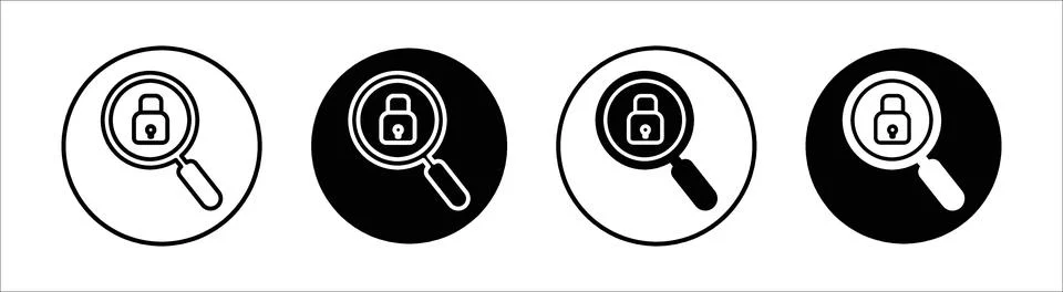 Security scan flat line icon set. Security scan Thin line illustration vector Stock Illustration