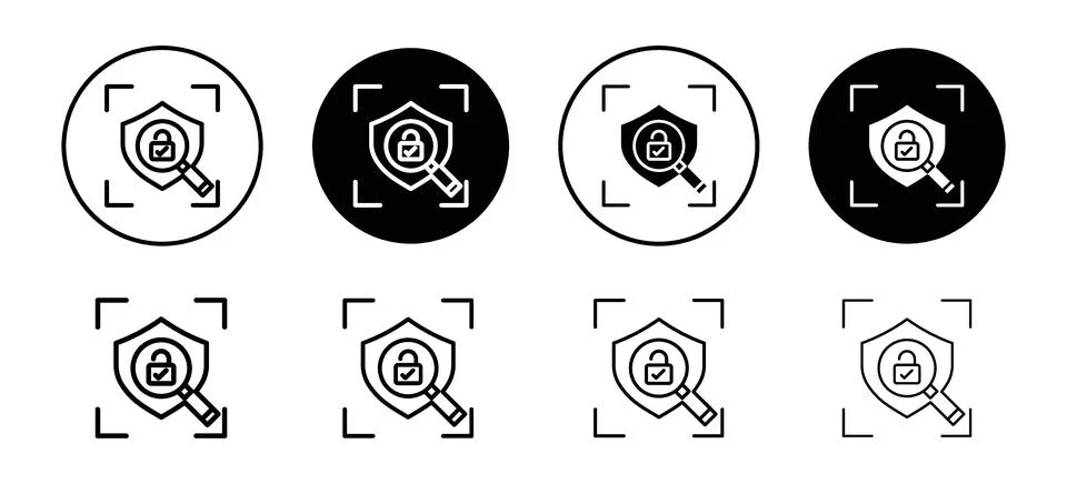 Security scan vector icon set collection. Security scan Outline flat Icon. Stock Illustration