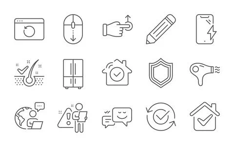 Security, Scroll down and Recovery internet icons set. Pencil, Hair dryer and イラスト素材