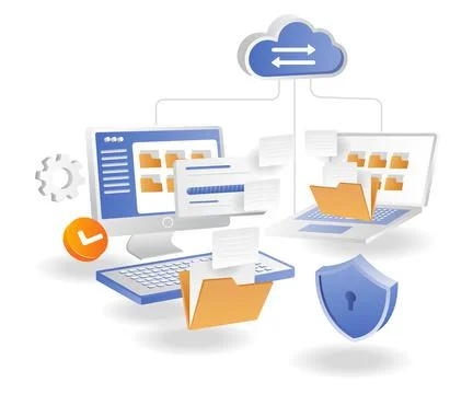 Security of sending company data between computers Stock Illustration