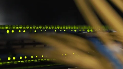 Security Server With Network Cables And LEDs Stock Footage