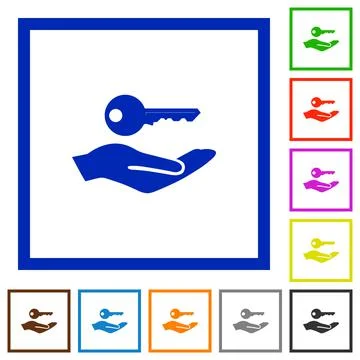 Security service flat framed icons Illustrazione stock