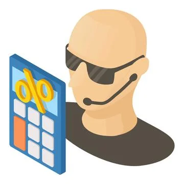 Security service icon isometric vector. Security guard and new calculator ico 스톡 일러스트
