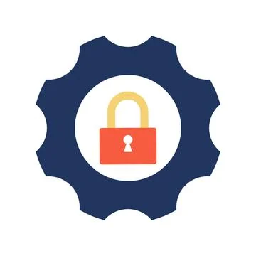 Security settings gear icon symbolizing protected configuration, system Ilustración de archivo