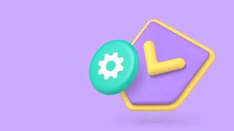 Security settings information technology digital configuration 3d icon banner Stock Illustration