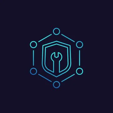 Security settings vector linear icon Stock Illustration