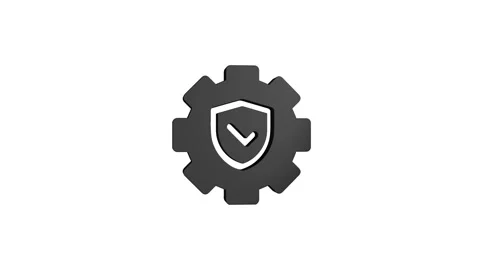Security shield 3D rendering rotating gear mechanism wheel for teamwork success Vidéo 313465752