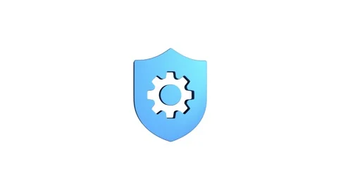 Security shield 3D rendering rotating gear mechanism wheel for teamwork success Stock Footage 313465762
