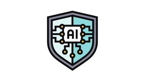 Security shield with ai deep learning color icon animation Stock Footage 326117246