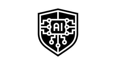 Security shield with ai deep learning glyph icon animation Stock Footage 326143983