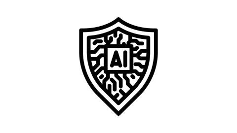 Security shield with ai deep learning line icon animation Video stock 326749531