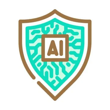 Security shield with ai deep learning color icon vector illustration Stock Illustration