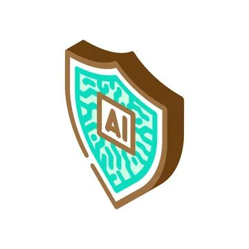 Security shield with ai deep learning isometric icon vector illustration Illustrazione stock