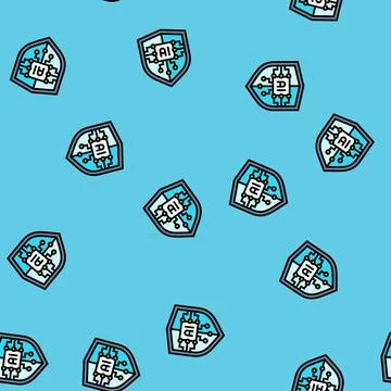 Security shield with ai deep learning vector seamless pattern Stock Illustration