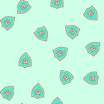 Security shield with ai deep learning vector seamless pattern Illustrazione stock