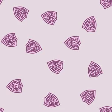 Security shield with ai deep learning line vector seamless pattern Stock Illustration