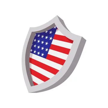Security shield with american flag color icon Stock Illustration