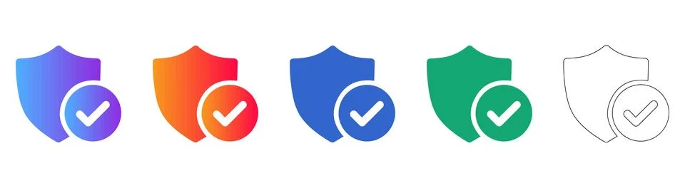 Security Shield and Checkmark Icons Stock Illustration