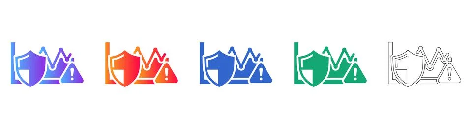 Security Shield and Data Trend Icon Set Illustrazione stock