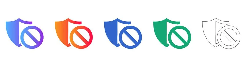 Security Shield and Forbidden Sign Icons Stock Illustration