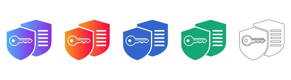 Security Shield and Key Icons Set Stock Illustration