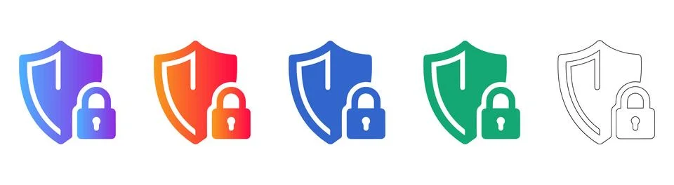 Security Shield and Padlock Icon Set Stock-Illustration