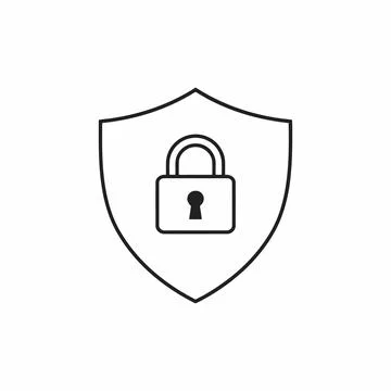 Security Shield and Padlock Line Art Icon イラスト素材