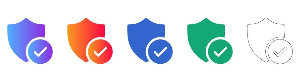 Security Shield and Verification Icons イラスト素材