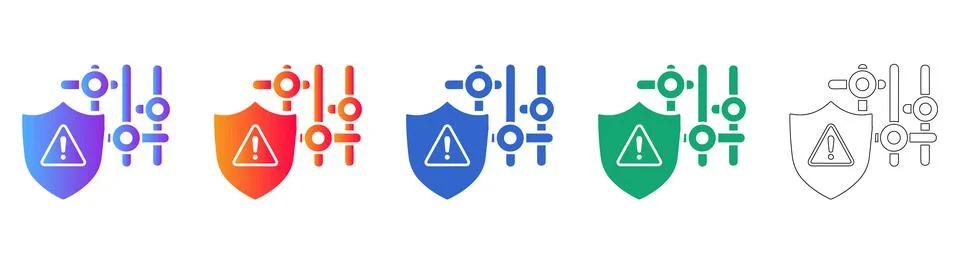 Security Shield and Warning Setting Icons Stock Illustration