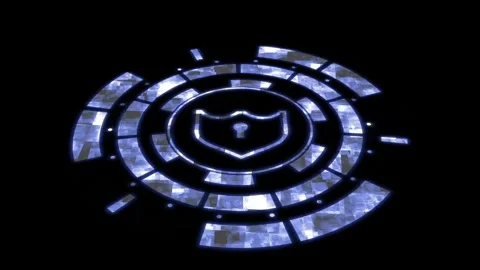 Security shield animation with blue crystal texture. Security shield digita.. Stock Footage 337132362