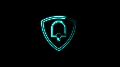 Security shield animation with neon blue light. Security shield digital dat.. Stock Footage 336896540