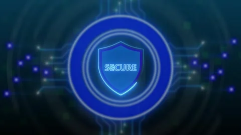 Security shield animation on network interface. Security shield data protec.. Stock Footage 338347673