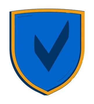 Security shield with approval check 2D doodle object Stock Illustration