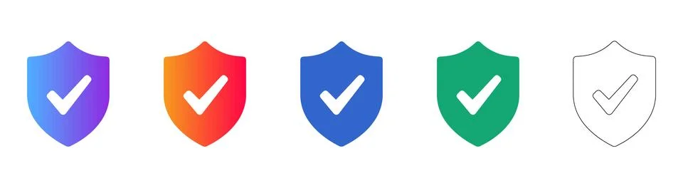 Security Shield Approval Icon Collection Stock Illustration