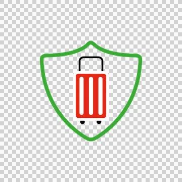 Security shield on attache case denoting vector of luggage security Illustrazione stock