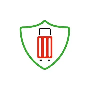 Security shield on attache case denoting vector of luggage security Stock Illustration