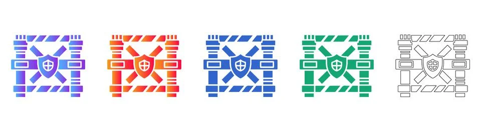 Security Shield Barrier Icon Set イラスト素材