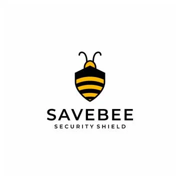 Security shield with bee logo design Stock Illustration