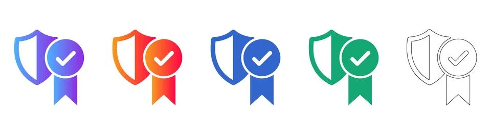 Security Shield Certification Icon Set Stock Illustration