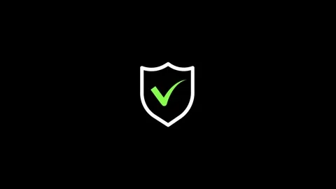 Security Shield with Check Mark Icon on Black Background.Protection and ver.. 스톡 동영상 336985939
