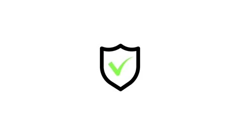 Security Shield with Check Mark Icon on white Background.Protection and ver.. Stockbeeldmateriaal 337465592