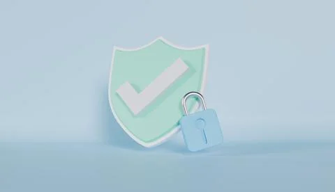 Security shield check mark with lock sign for cyber protection defense concept Illustrazione stock