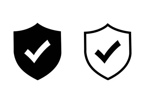 Security Shield Check Mark Protection Icons Set Stock Illustration