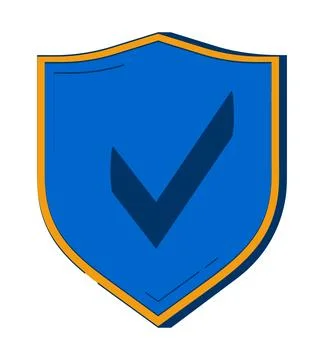 Security shield with checkmark 2D doodle object Stock Illustration